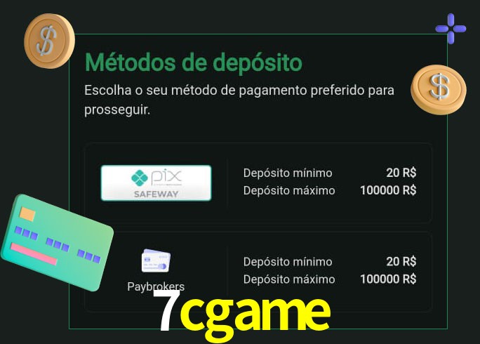 O cassino 7cgame oferece uma grande variedade de métodos de pagamento
